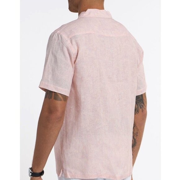 Stitch‎ Note Vacation Short Sleeve Button Up Rosedust Mens Size 2XL Linen Travel - Picture 2 of 8